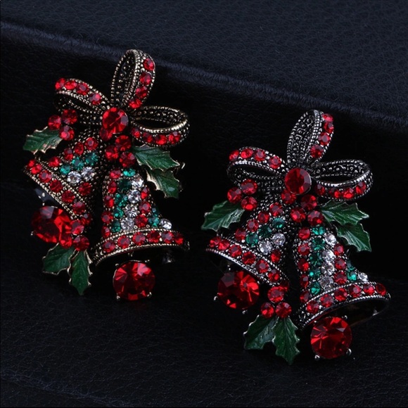 Christmas Two Bow Bells Brooch - Picture 2 of 8
